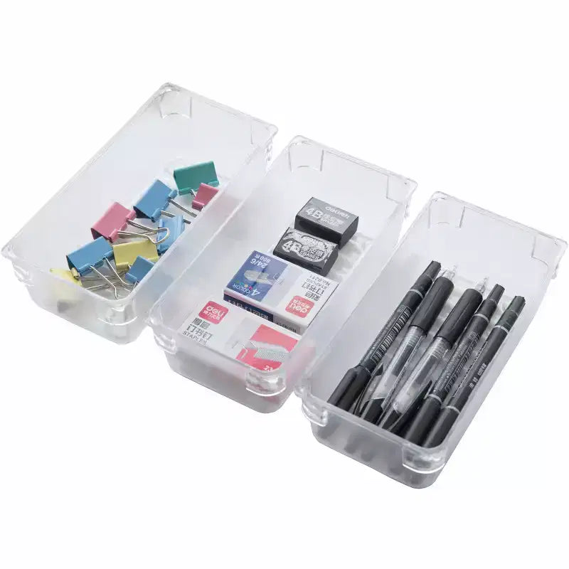 Basicwise Clear Plastic Set of 3 Drawer Organizers