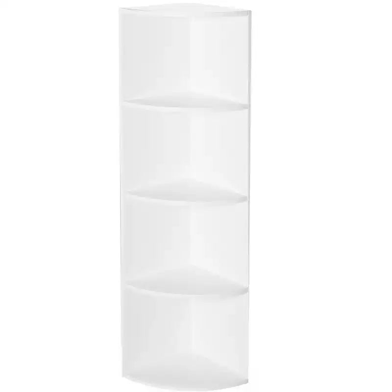 Basicwise Scaffale ad angolo in legno a 4 ripiani, durevole, perfetto per case piccole, uffici, camere da letto, aule e librerie, bianco
