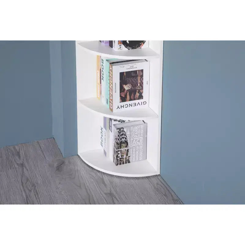 Basicwise Scaffale ad angolo in legno a 4 ripiani, durevole, perfetto per case piccole, uffici, camere da letto, aule e librerie, bianco