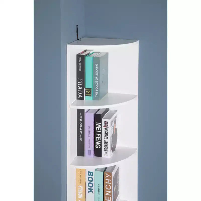 Basicwise Scaffale ad angolo in legno a 4 ripiani, durevole, perfetto per case piccole, uffici, camere da letto, aule e librerie, bianco