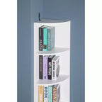 Basicwise Scaffale ad angolo in legno a 4 ripiani, durevole, perfetto per case piccole, uffici, camere da letto, aule e librerie, bianco