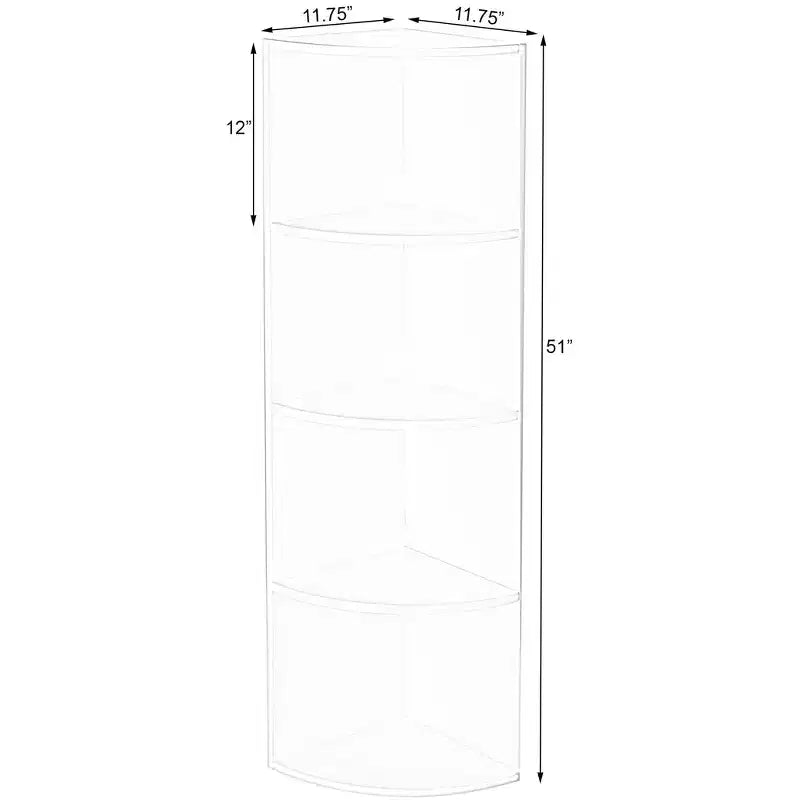 Basicwise Scaffale ad angolo in legno a 4 ripiani, durevole, perfetto per case piccole, uffici, camere da letto, aule e librerie, bianco