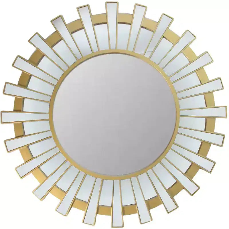 Northlight 25.5 Matte Gold and Clear Sunburst Round Mirror Wall Decor