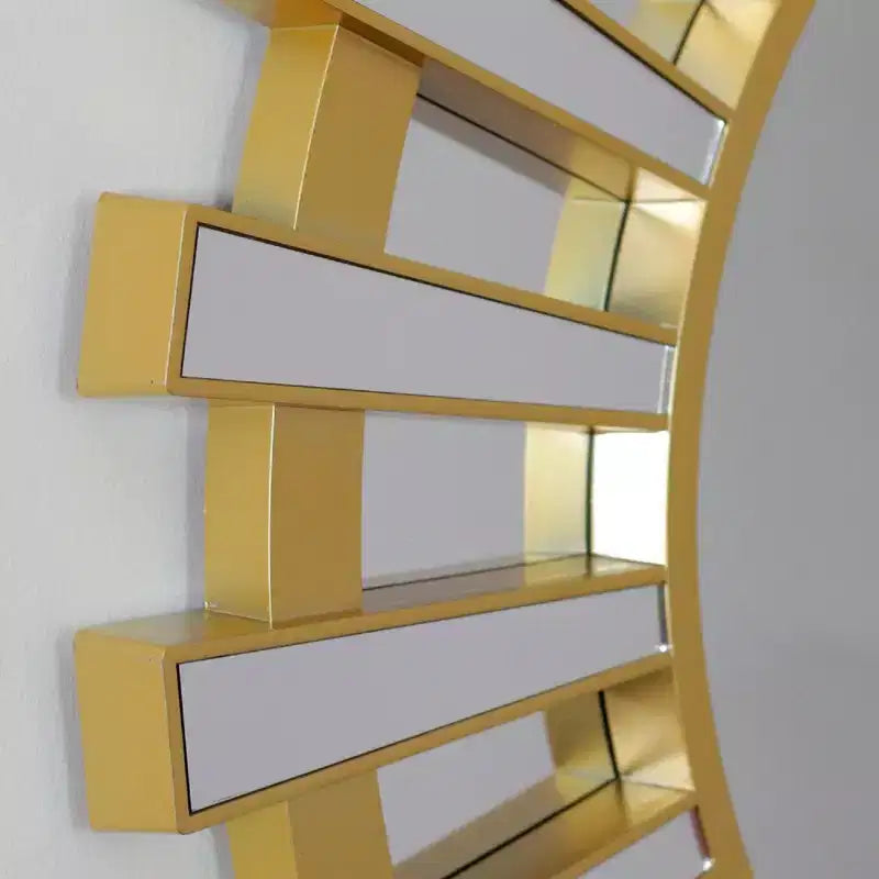 Northlight 25.5 Matte Gold and Clear Sunburst Round Mirror Wall Decor