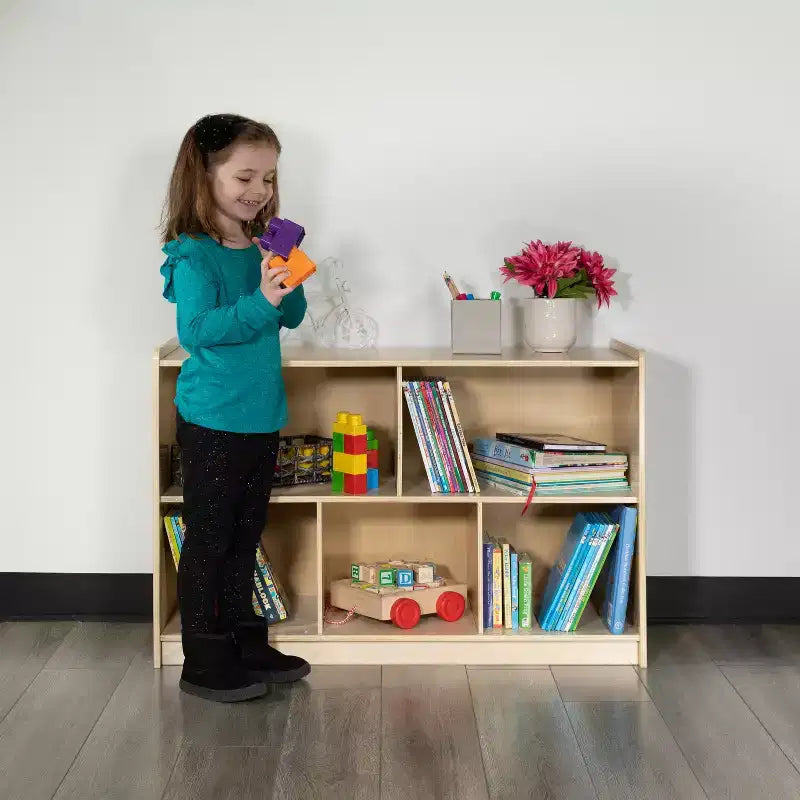 Flash Furniture Wooden School Classroom Storage Cabinet/Cubby for Commercial or Home Use - Safe, Kid Friendly Design (Natural)