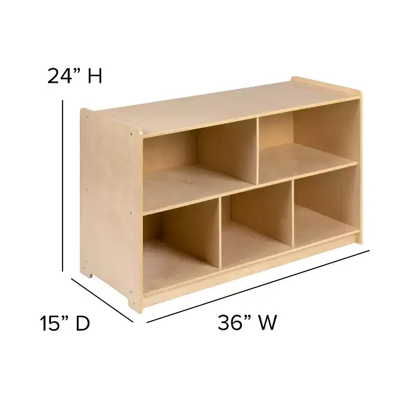 Flash Furniture Wooden School Classroom Storage Cabinet/Cubby for Commercial or Home Use - Safe, Kid Friendly Design (Natural)