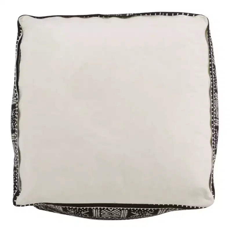 Saro Lifestyle Mudcloth Pouf, 20x20x14 Square, Black