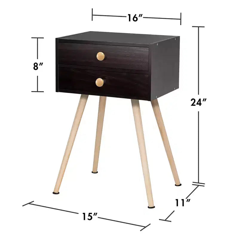 Costway 2 comodini moderni di metà secolo con 2 cassetti, tavolino laterale per divano, tavolino da caffè, espresso
