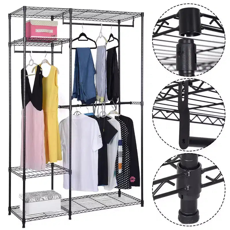 Costway Organizer Guardaroba 48''x18''x71'' Appendiabiti Portatile con Ripiani per Casa