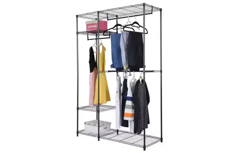 Costway Organizer Guardaroba 48''x18''x71'' Appendiabiti Portatile con Ripiani per Casa