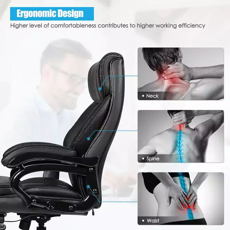 Costway Big and Tall Office Chair 500lbs with 6-Point Massage Wide Seat & Padded Armrests
