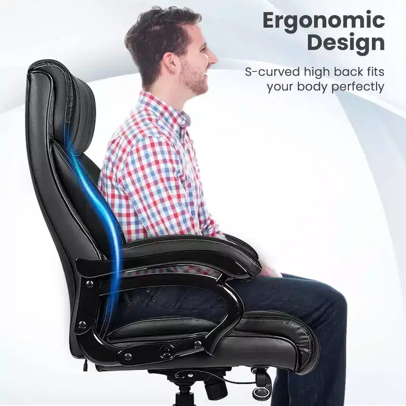 Costway Big and Tall Office Chair 500lbs with 6-Point Massage Wide Seat & Padded Armrests