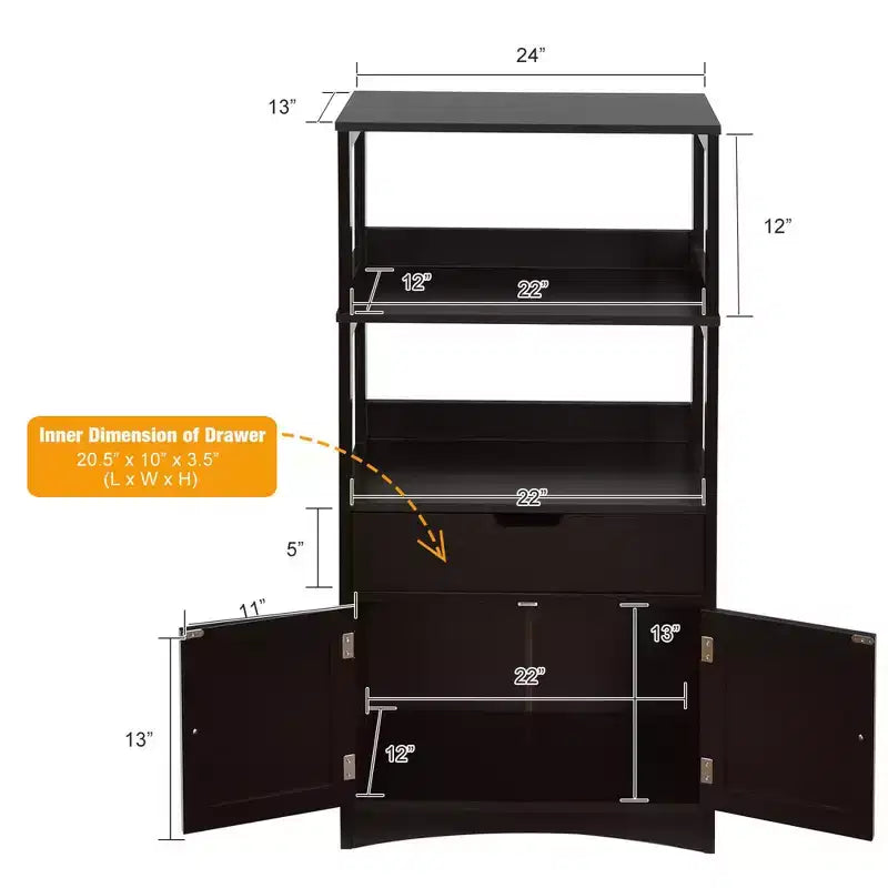 Costway Bathroom Storage Cabinet w/Drawer Shelf Cupboard Floor Cabinet