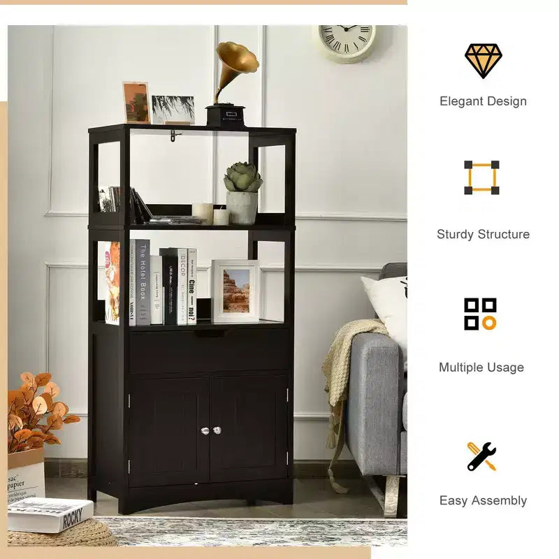Costway Bathroom Storage Cabinet w/Drawer Shelf Cupboard Floor Cabinet