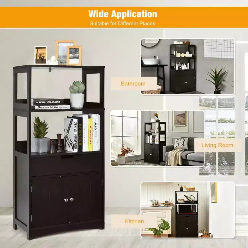 Costway Bathroom Storage Cabinet w/Drawer Shelf Cupboard Floor Cabinet
