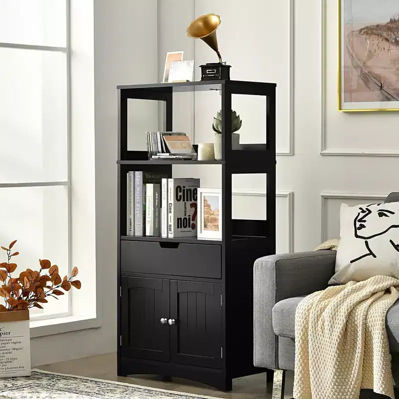 Costway Bathroom Storage Cabinet w/Drawer Shelf Cupboard Floor Cabinet