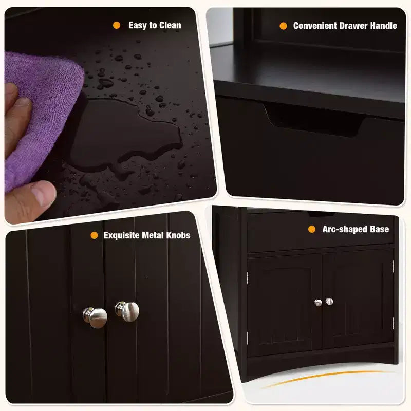 Costway Bathroom Storage Cabinet w/Drawer Shelf Cupboard Floor Cabinet