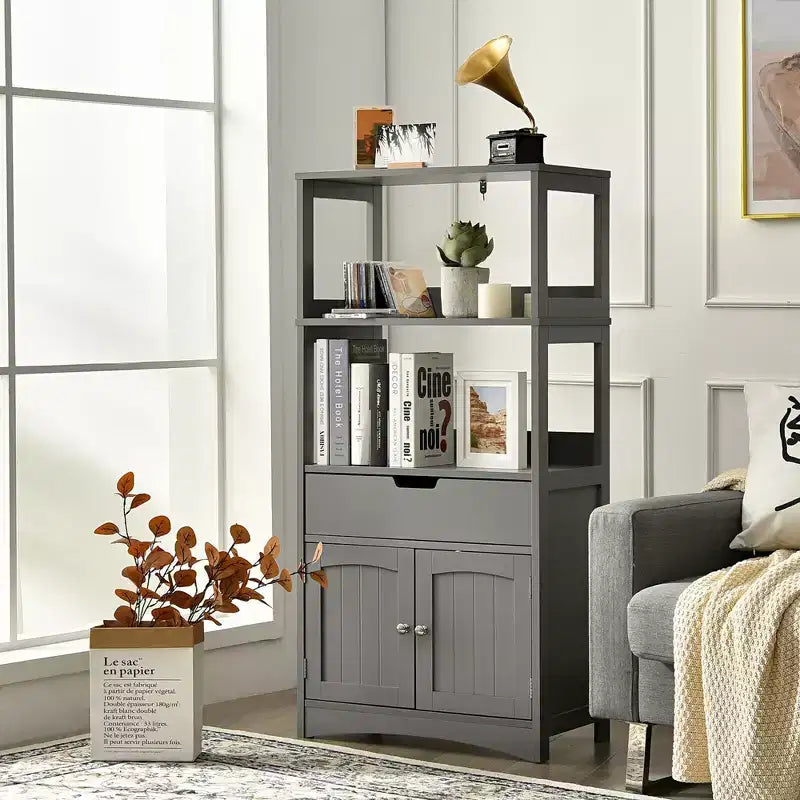 Costway Bathroom Storage Cabinet w/Drawer Shelf Cupboard Floor Cabinet