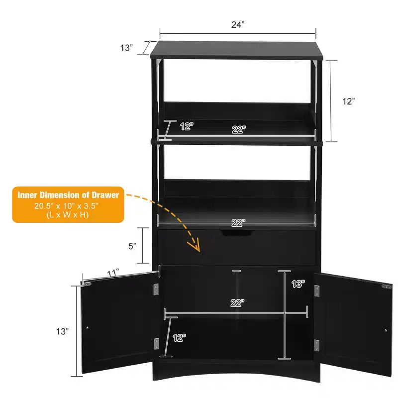 Costway Bathroom Storage Cabinet w/Drawer Shelf Cupboard Floor Cabinet