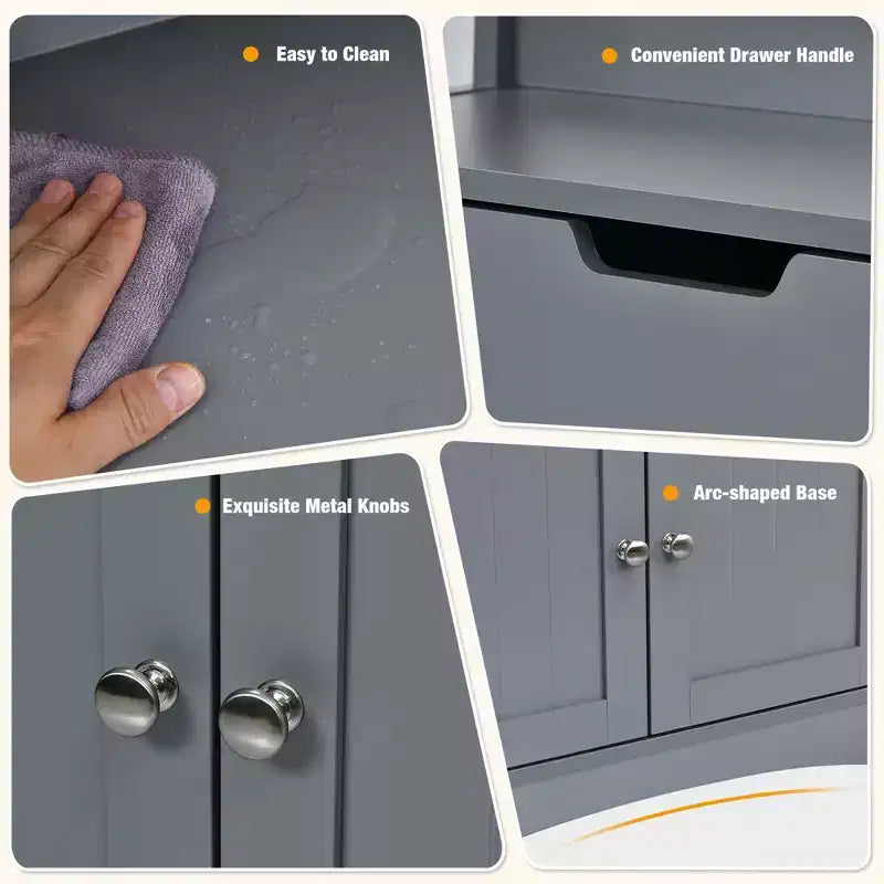 Costway Bathroom Storage Cabinet w/Drawer Shelf Cupboard Floor Cabinet