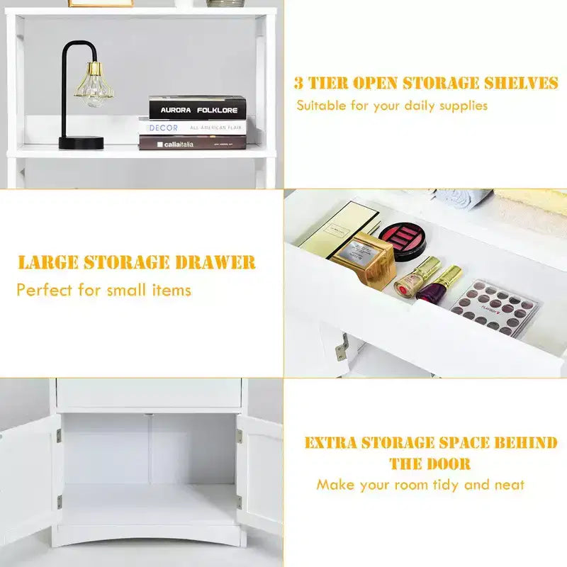 Costway Bathroom Storage Cabinet w/Drawer Shelf Cupboard Floor Cabinet