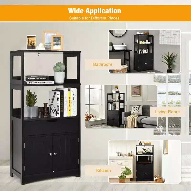 Costway Bathroom Storage Cabinet w/Drawer Shelf Cupboard Floor Cabinet