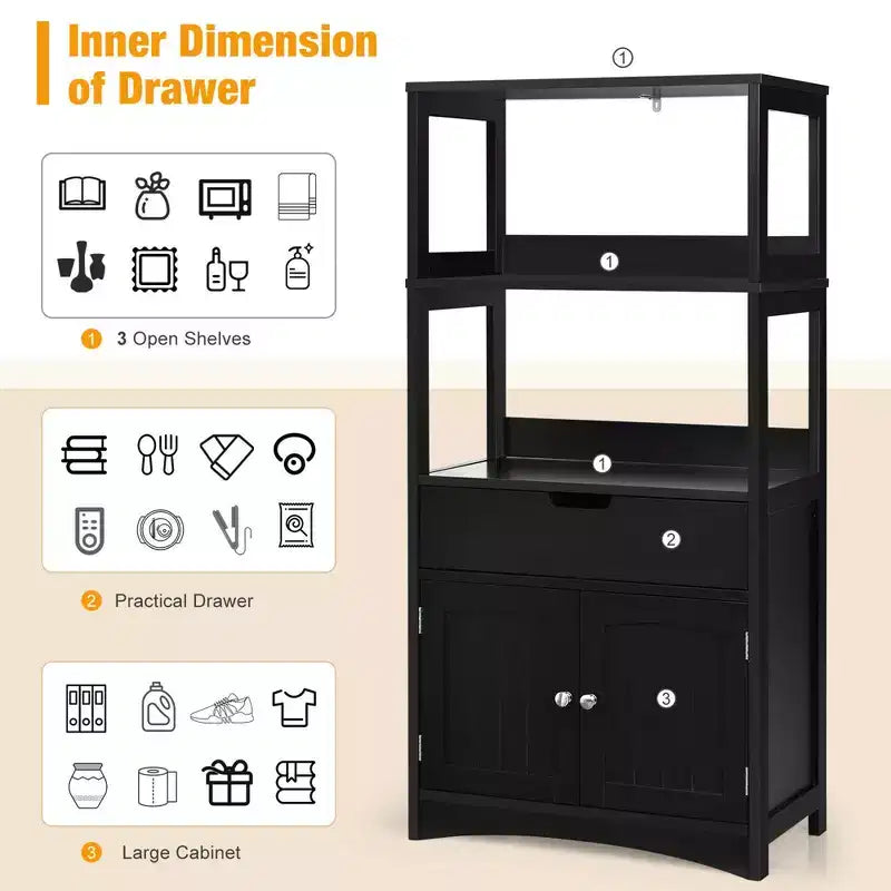 Costway Bathroom Storage Cabinet w/Drawer Shelf Cupboard Floor Cabinet