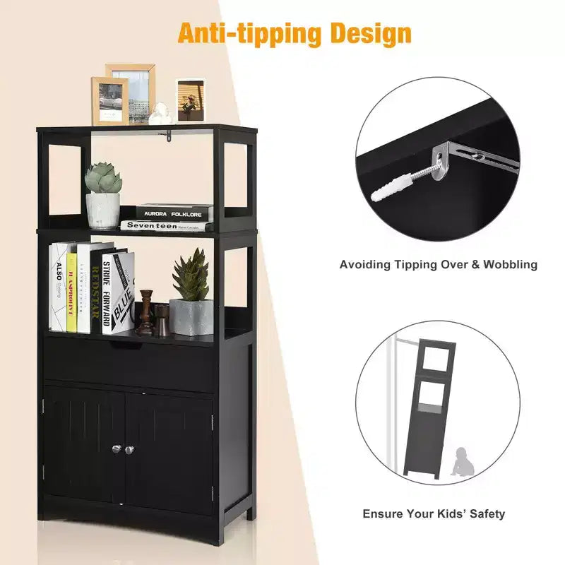 Costway Bathroom Storage Cabinet w/Drawer Shelf Cupboard Floor Cabinet
