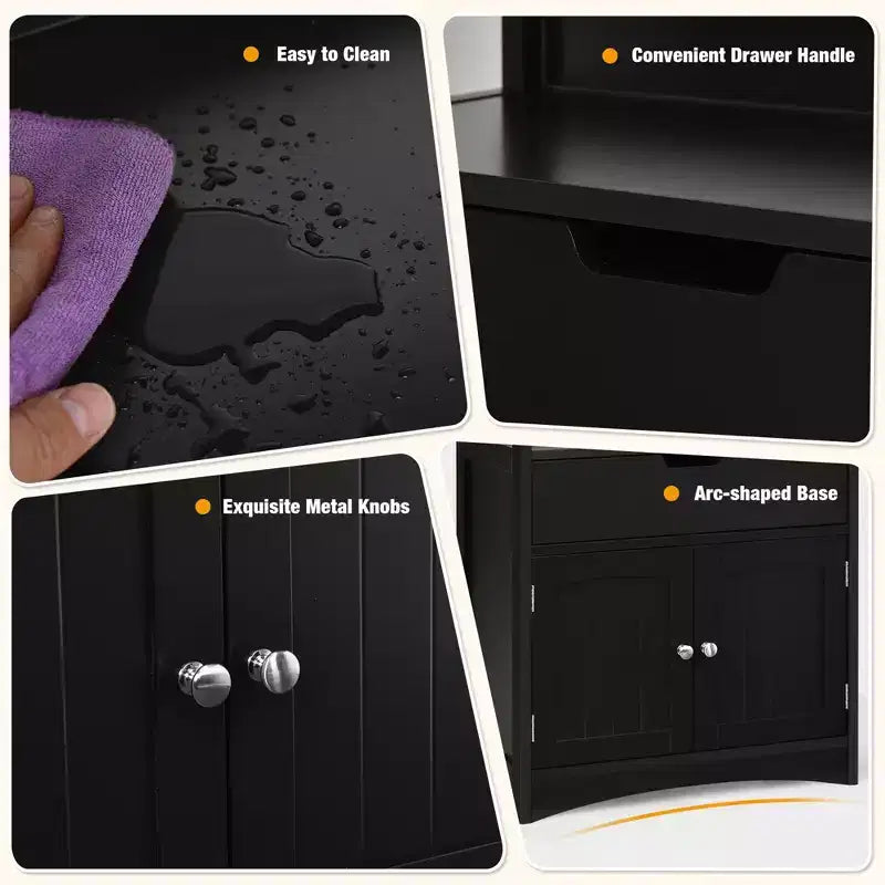 Costway Bathroom Storage Cabinet w/Drawer Shelf Cupboard Floor Cabinet