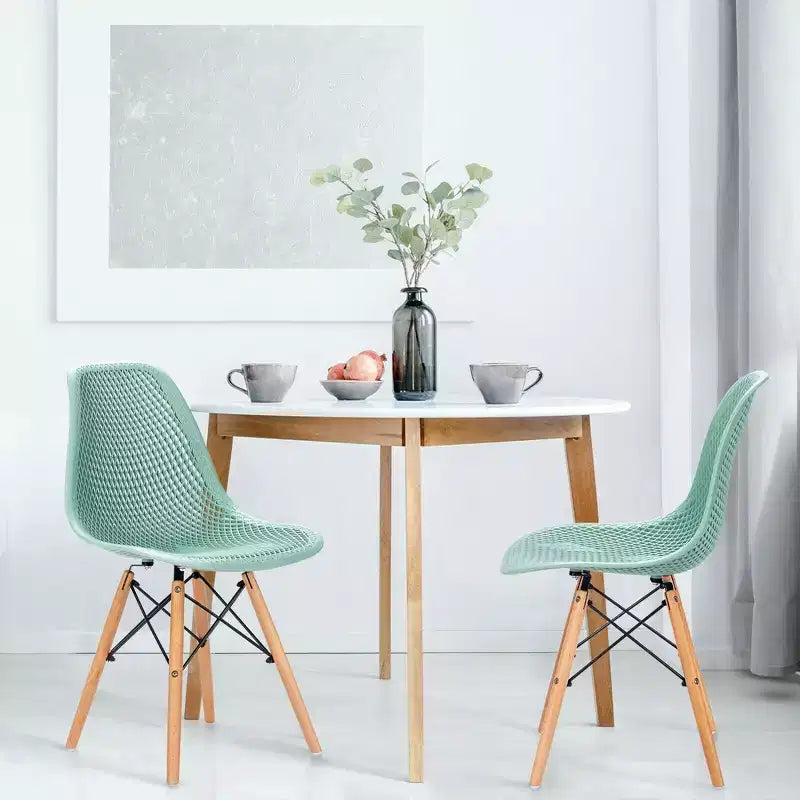 Costway 2PCS Modern DSW Dining Chair Office Home w/ Mesh Design Wooden Legs