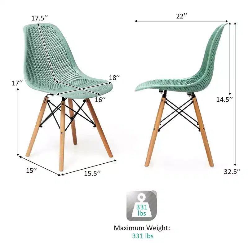 Costway 2PCS Modern DSW Dining Chair Office Home w/ Mesh Design Wooden Legs