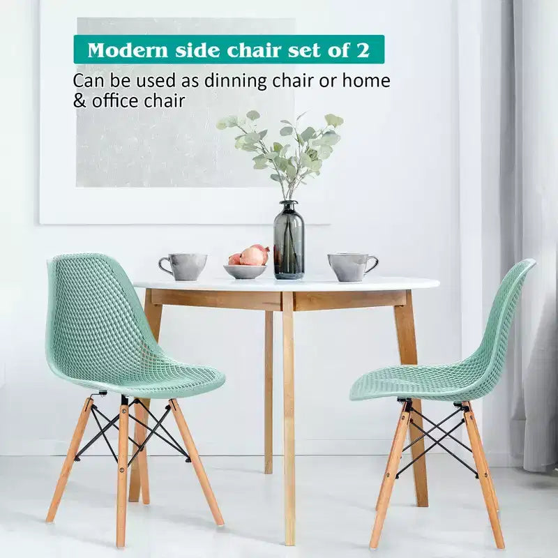 Costway 2PCS Modern DSW Dining Chair Office Home w/ Mesh Design Wooden Legs