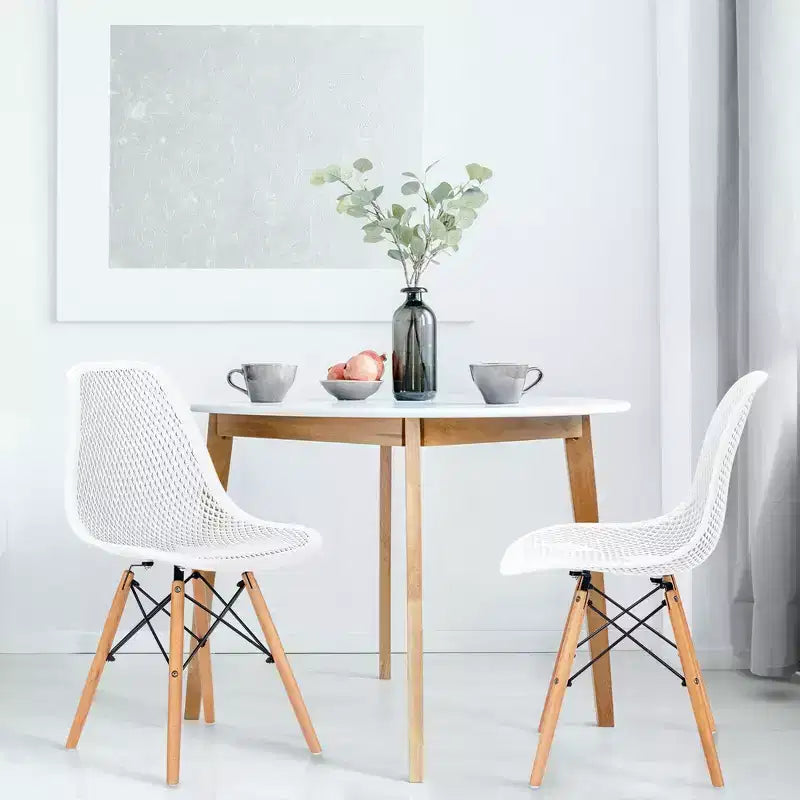 Costway 2PCS Modern DSW Dining Chair Office Home w/ Mesh Design Wooden Legs