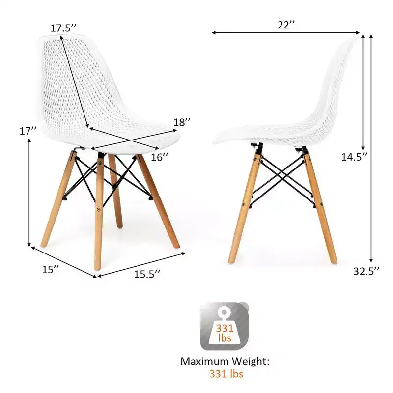 Costway 2PCS Modern DSW Dining Chair Office Home w/ Mesh Design Wooden Legs