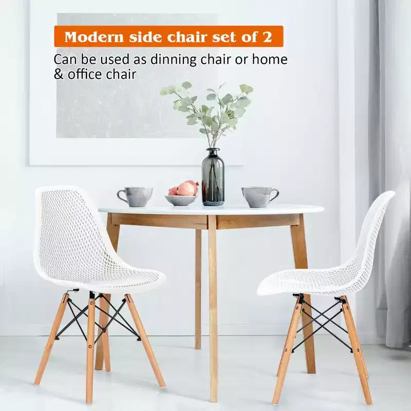 Costway 2PCS Modern DSW Dining Chair Office Home w/ Mesh Design Wooden Legs