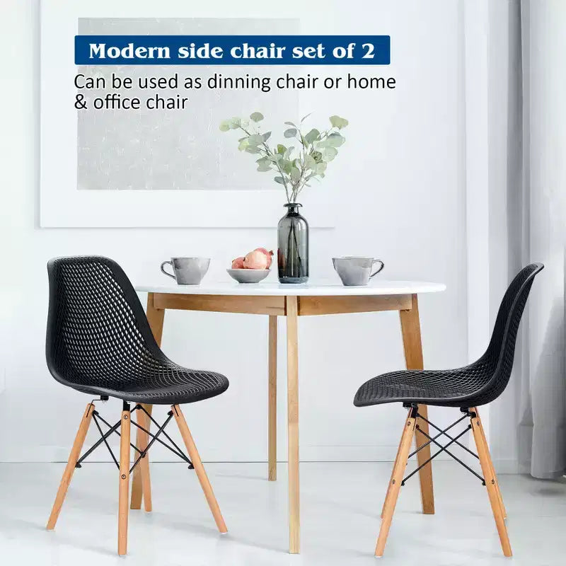 Costway 2PCS Modern DSW Dining Chair Office Home w/ Mesh Design Wooden Legs