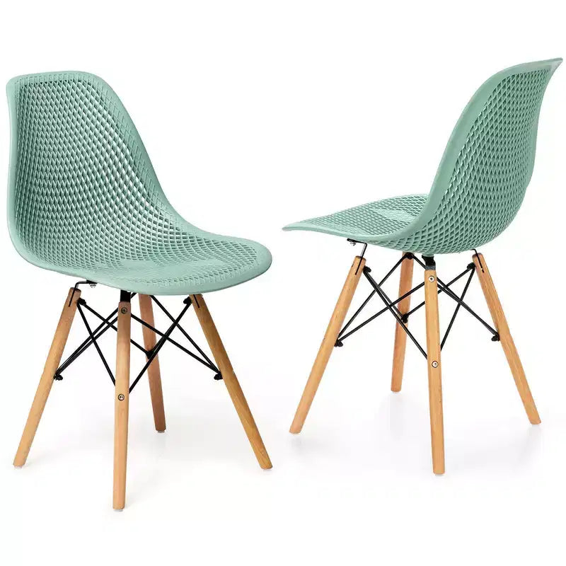 Costway 2PCS Modern DSW Dining Chair Office Home w/ Mesh Design Wooden Legs