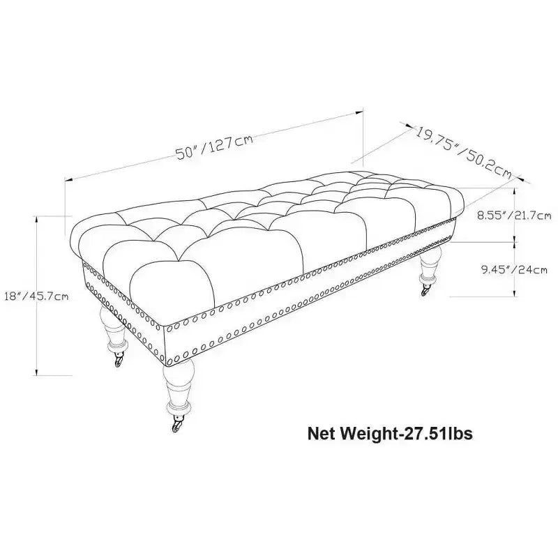 Donovan Tufted Ottoman Bench - WyndenHall