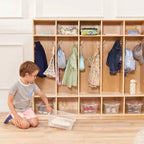 ECR4Kids Appendiabiti a 5 Scomparti con Panca e 5 Cesti Contenitori con Frontale a Paletta, Mobili per Bambini