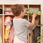 ECR4Kids Appendiabiti a 5 Scomparti con Panca e 5 Cesti Contenitori con Frontale a Paletta, Mobili per Bambini