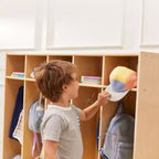 ECR4Kids Appendiabiti a 5 Scomparti con Panca e 5 Cesti Contenitori con Frontale a Paletta, Mobili per Bambini