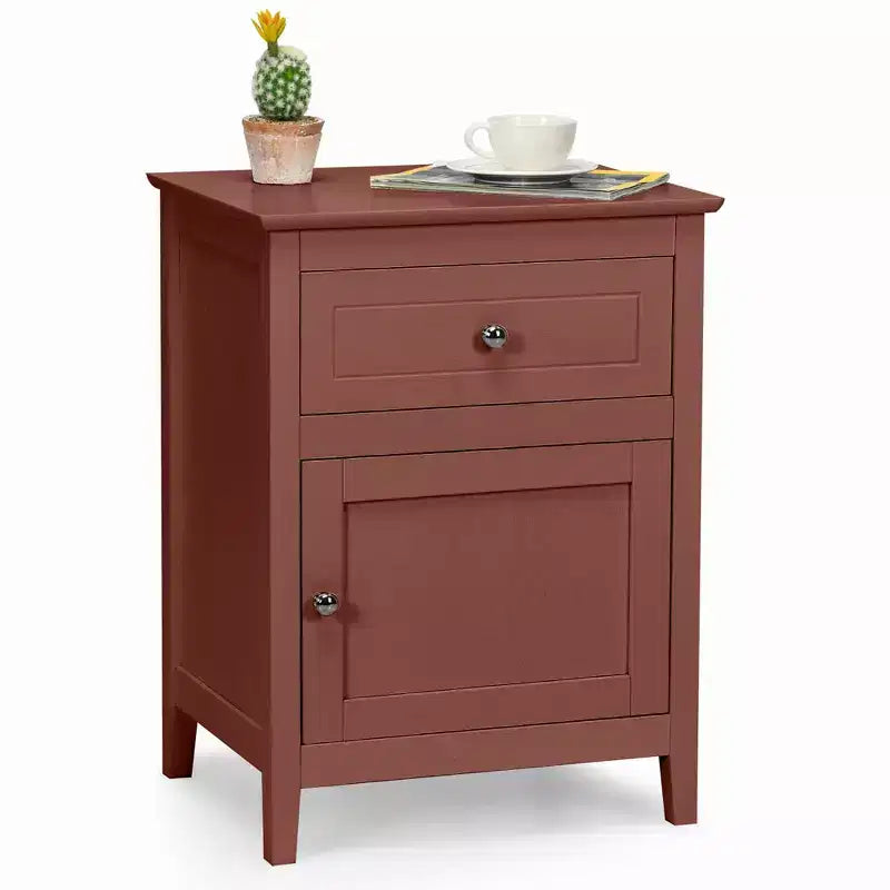Costway Nightstand with Drawer Accent Side End Table Storage Cabinet White\Natural\Espresso