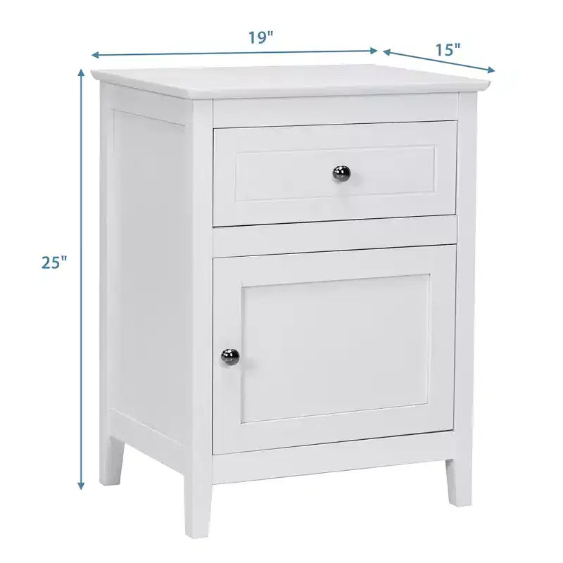 Costway Nightstand with Drawer Accent Side End Table Storage Cabinet White\Natural\Espresso
