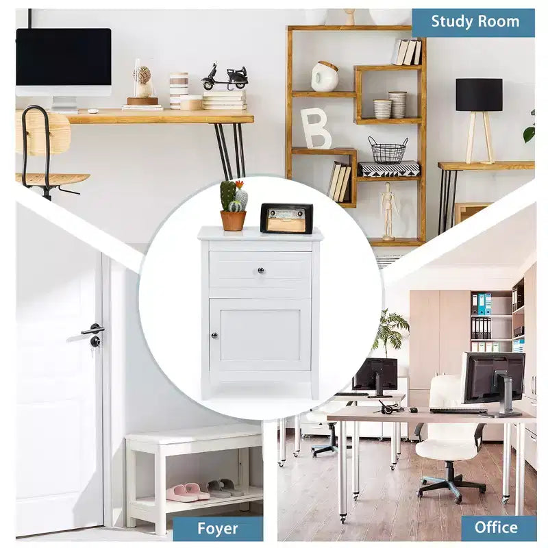 Costway Nightstand with Drawer Accent Side End Table Storage Cabinet White\Natural\Espresso
