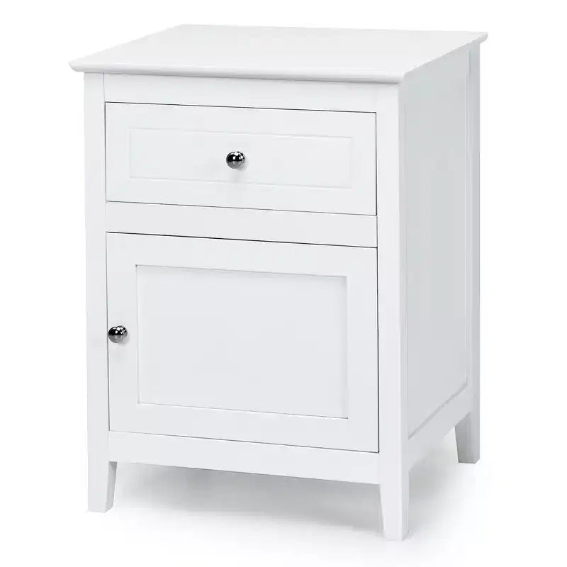 Costway Nightstand with Drawer Accent Side End Table Storage Cabinet White\Natural\Espresso