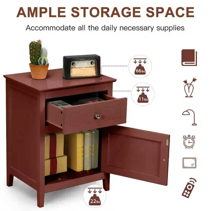 Costway Nightstand with Drawer Accent Side End Table Storage Cabinet White\Natural\Espresso