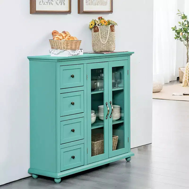 Costway Credenza da Cucina Tavolo Buffet Mobile Contenitore con Cassetti e Ante Bianco\Blu\Verde