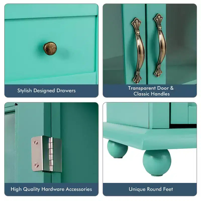 Costway Credenza da Cucina Tavolo Buffet Mobile Contenitore con Cassetti e Ante Bianco\Blu\Verde