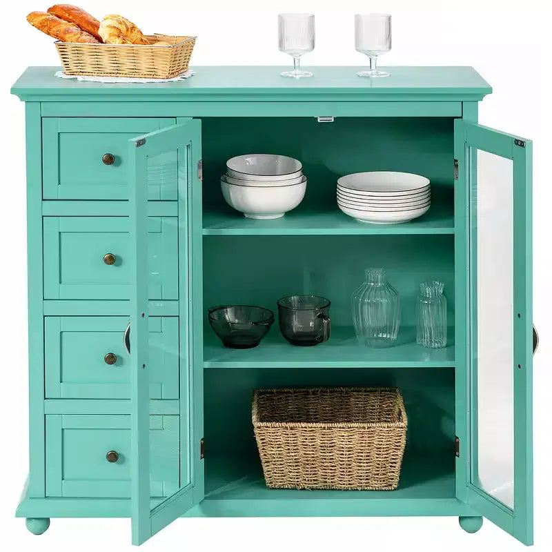 Costway Credenza da Cucina Tavolo Buffet Mobile Contenitore con Cassetti e Ante Bianco\Blu\Verde