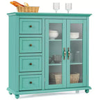 Costway Credenza da Cucina Tavolo Buffet Mobile Contenitore con Cassetti e Ante Bianco\Blu\Verde